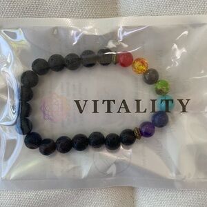 NWT Vitality Extracts Chakra Diffuser Lava Bead & Gemstone Bracelet. CUTE!!